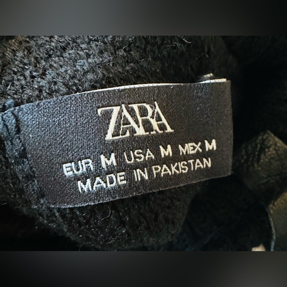 NEW! ZARA LEATHER Gloves Black Mens - Picture 5 of 9